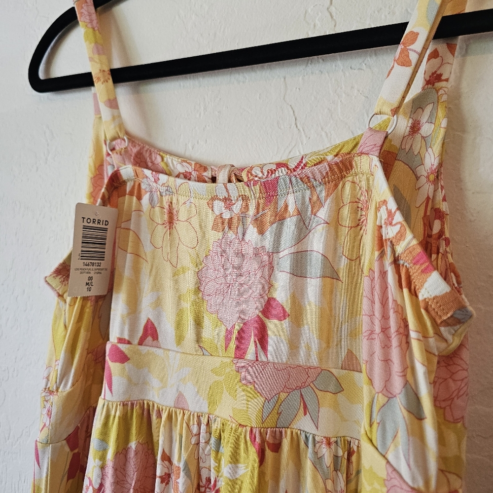 Torrid Yellow and Pink Floral Midi Dress - Picture 7 of 10